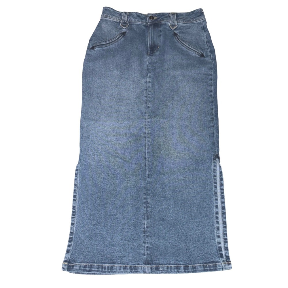Tecovas Womens Western Denim Skirt Medium Wash Blue Size 27 Arrow Pockets